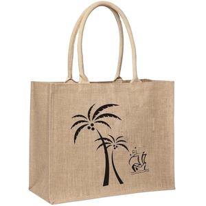 Sac fourre-tout en jute personnalisé en gros, durable, réutilisable, écologique, avec longues poignées - Product Image 1