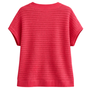 Suéter de punto texturizado de manga corta para mujer, estilo casual, holgado y transpirable, ideal para verano - Product Image 2