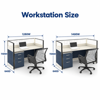 Poste de travail modulaire ergonomique moderne pour centre d'appels avec écran, bureau de travail pour espace partagé des employés