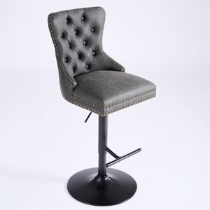 A a Furniture's Modern <b>Bar</b> <b>Stools</b> with Retro PU <b>Adjustable</b> 26-33 Inch Seat Height Comfortable Backrest Aged Retro Style - Product Image 5