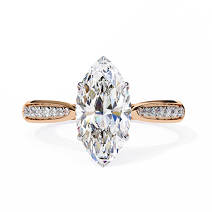 Bague de fiançailles en diamant de laboratoire taille marquise 1,25 ct, en vermeil d'or 18 carats, avec pavé et pont, pour femme, luxe - Product Image 3