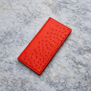 Portefeuille long en cuir d'autruche véritable de luxe de la marque Luxali, portefeuille long pour femme en peau d'autruche, taille 19,5x9,5 cm - Product Image 4