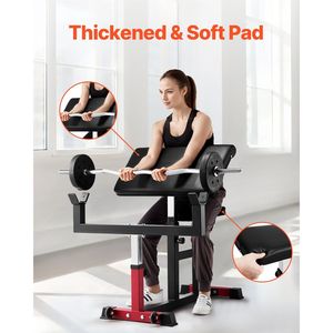 Banc de musculation Preacher Curl pour la maison, équipement de gym avec une capacité de charge maximale de 440 LBS, idéal pour l'entraînement des biceps assis, des bras isolés, avec barre et haltères - Product Image 5