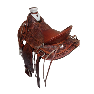 Selle de cheval d'équitation occidentale Ranch Selle de cheval de coupe Selle d'équitation de plaisir en cuir véritable faite à la main avec un design professionnel - Product Image 1