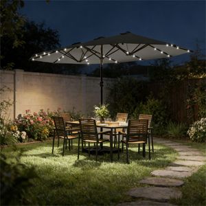 Sombrilla de Jardín Solar con Base Gris, Sombrilla para Patio Exterior - Product Image 1
