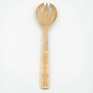 FAIZA CRAFT Ensemble d'ustensiles à salade en bois d'acacia fait main et durable avec poignée en résine, compatible lave-vaisselle et micro-ondes, style américain - Product Image 4