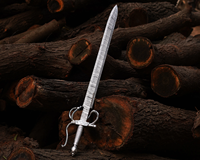 Épée de rapier artisanale en acier Damas LEGACY BLADES avec garde et poignée en métal à motifs complexes