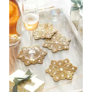 Modern Premium Hand Beaded Cup Coasters for Kitchen Decor <b>Table</b> <b>Protection</b> with Craftsmanship Promotional Product - Product Image 2