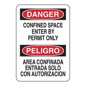 Panneau bilingue en PVC « Danger : Espace Confiné - Utilisation par Permis Seulement » pour la sécurité industrielle - Product Image 2