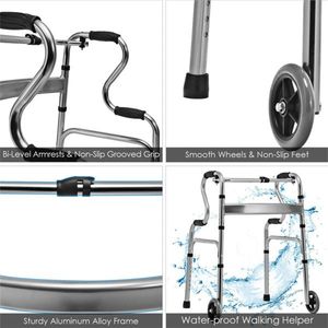Grey Foldable Walking Aid Convenient Walker & <b>Rollator</b> - Product Image 5