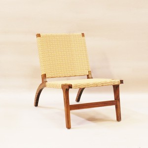 Fauteuil lounge moderne en teck et rotin synthétique tressé, non pliable, pour salon, appartement, villa - Product Image 1