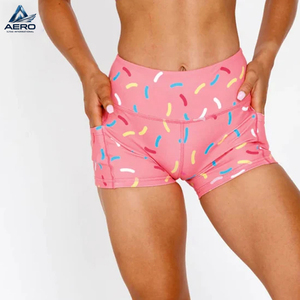 Meilleurs shorts de yoga pour femmes en tissu doux et flexible, rose, à motif de paillettes, respirants, à séchage rapide, taille haute, sublimation - Product Image 6