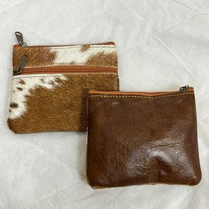 Real Handmade Hair on Hide Fur Leather Coin Change <b>Purse</b> Oval Credit Card Holder Case Western Stylish Cute <b>Small</b> Oval Wallet - Product Image 5