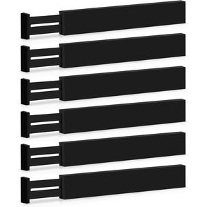 Organiseurs de tiroirs en bambou extensibles et ajustables de 17 po et 21,5 po, lot de 6, grands séparateurs d'étagères pour ustensiles de cuisine, séparateurs extensibles en C - Product Image 1