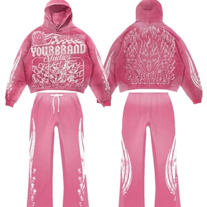 Custom Unisex Embroidery printing Oversized Hoodie & Sweatpants Set Casual 100% Cotton Fabric Long Sleeve Hoodie - Product Image 4