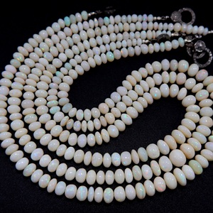 สร้อยคอโอปอลออสเตรเลียแบบเรียบ รูปทรงกลมหลากสี พร้อมตัวล็อกเพชร ขนาด 5x9 มม. ความยาว 16 นิ้ว - Product Image 1