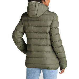 Dernière conception, veste d'hiver matelassée pour femme, couleur gris uni, logo personnalisé, tissu respirant, fermeture éclair intégrale, rembourrage 100 % polyester, col montant - Product Image 4