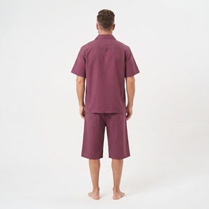 Conjunto de Camisa y Pantalones Cortos Transpirables de Dos Piezas para Hombre, con Botones, para Verano, Traje de 2 Piezas para Hombre, con Logotipo Personalizado - Product Image 5