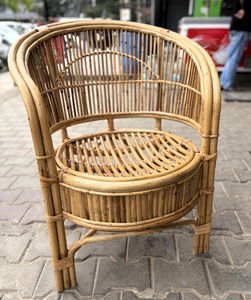 Silla de Mimbre Natural Hecha a Mano, Silla de Lectura Estilo Boho, Mueble Decorativo Tejido con Estilo para Sala de Estar, Dormitorio o Rincón de Lectura - Product Image 1