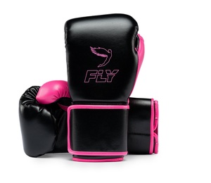 ถุงมือชกมวย Personalized Fly Superloop Pro X2 สีดำชมพู หนังวัวแท้ สำหรับฝึกซ้อมซานด้า สายรัดข้อมือปรับได้แบบตะขอเกี่ยว - Product Image 1