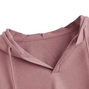 Women's Cropped Hoodie Casual Long Sleeve Solid Color Hooded Sweatshirt Breathable Knitted Cotton <b>Crop</b> <b>Top</b> for Autumn - Product Image 6