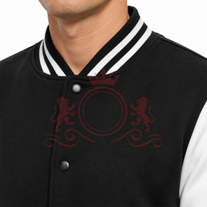 Modern Black <b>White</b> Letterman <b>Jacket</b> Classic Button Front Contrast Sleeves Comfortable Fit Casual Fashion Wear - Product Image 5