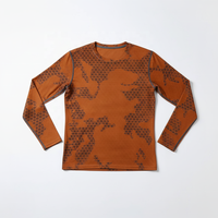 Chemise de compression à manches longues unisexe pour adulte, imprimé géométrique orange, séchage rapide, en spandex, avec protection UPF50+