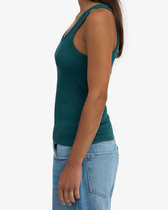 Camiseta sin mangas con cuello en U para mujer, talla grande, con encaje y borlas, mezcla de algodón orgánico, ecológica, transpirable, negra, con escote natural - Product Image 5
