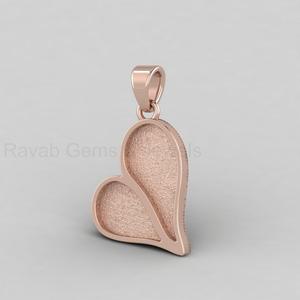 Pendentif Breloque Cœur Couple 17x22mm en Argent 925 Plaqué Or 18K de Haute Qualité, Support Vierge pour Gravure, Souvenir Commémoratif, Bijoux DIY - Product Image 3