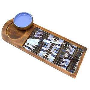 Bandeja de madera impresa de lujo para decoración interior moderna, bandeja decorativa de madera con estampado floral artístico para decoración del hogar y restaurantes. - Product Image 3
