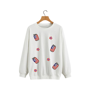 Sudaderas de Invierno Resistentes con Estampado de EE. UU. para Mujer, con Cuello Redondo y Algodón de Rizo, para el Día Nacional de EE. UU., para Mujeres y Niñas - Product Image 2