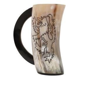 Mug à boire court en corne naturelle avec ouvre-bouteille, sac en jute fantaisie, fait main, thème Viking, objet d'art et de collection, idée cadeau unique - Product Image 3