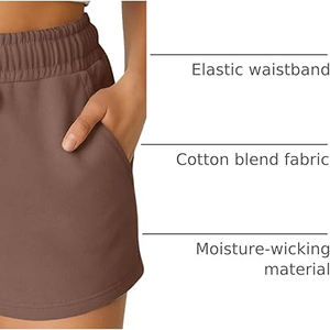 Pantalones cortos de forro polar para mujer con cintura Paperbag, diseño con cinturón, cintura alta, bolsillos laterales, cordón ajustable y espalda fruncida, para estar en casa o para el invierno - Product Image 5