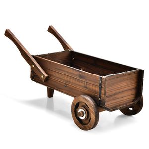 Jardinière en bois sur roulettes avec poignées et trou de drainage pour plantes d'intérieur - Product Image 4
