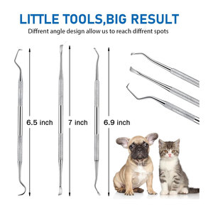 Kit de 3 gratte-dents dentaires pour chiens et chats, double tête en acier inoxydable, outil professionnel manuel pour l'élimination du tartre chez les animaux de compagnie - Product Image 5