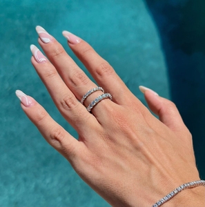 Women's New Design 925 Sterling <b>Silver</b> Gold Plated <b>Eternity</b> <b>Ring</b> Engagement Wedding Anniversary Jewelry Gift Moissanite Stone - Product Image 1