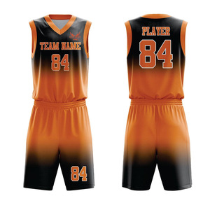 Conjunto de Uniforme de Baloncesto Personalizado con Degradado Naranja y Negro, Sin Mangas, Cuello en V, Sublimado, de Secado Rápido, Uniforme Deportivo Unisex para Equipo - Product Image 1