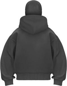 Sweat-shirt unisexe à capuche en polaire rouge surdimensionné avec motif masque, coupe-vent, 100 % coton, anti-boulochage, streetwear, vêtements d'hiver - Product Image 6