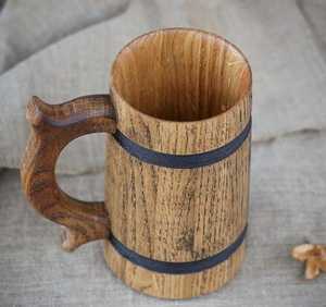 Large Capacity Wooden Beer <b>Mug</b> Handmade Classic Luxury Eco-Friendly Drinking Tankard Microwave Safe for Home Bar & Wedding Use - Product Image 1