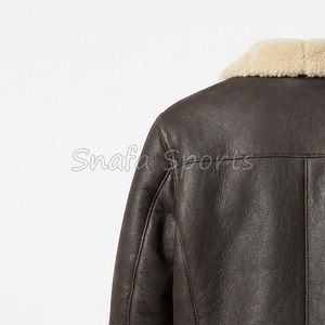 Vestes en cuir véritable pour hommes, personnalisables, style vintage, en peau de mouton, chaudes, en fausse fourrure, teintes unies, pour l'hiver, vente en gros - Product Image 6