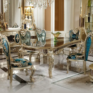 Ensemble de table à manger en bois d'acajou sculpté de qualité supérieure, style antique européen, respectueux de l'environnement, design de villa de style palais français, sur mesure - Product Image 5