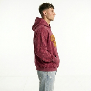 Sweat à capuche homme en molleton de coton épais, style vintage High Street, avec patch chenille personnalisé, épaules tombantes, haut streetwear rétro - Product Image 3