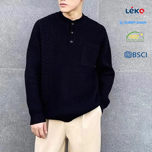 Mới Đến Người Đàn Ông Của Len Mùa Đông Áo Len Dệt Kim Áo Thun Top Với Nút Biểu Tượng Tùy Chỉnh Mùa Thu Thiết Kế Thời Trang OEM & ODM - Product Image 5