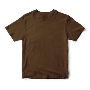 T-shirt décontracté marron à manches courtes et col rond pour homme, coupe classique, en jersey polyester/coton, couleur unie, devant uni, séchage rapide, respirant - Product Image 1