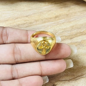 Nueva Llegada Anillo Gótico Ankh Bohemio de Latón para Hombre, Bañado en Oro, Símbolo Egipcio Llave de la Vida, Cruz, Venta al por Mayor, Anillo Religioso - Product Image 2