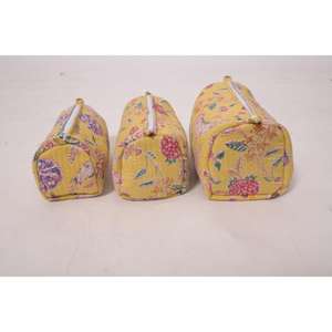 Bolsa de maquillaje con estampado floral de algodón, bolsa de cosméticos para mujer, bolsa de almacenamiento con cremallera, organizador de artículos de tocador de viaje - Product Image 2