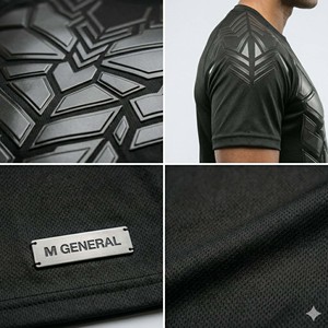 Custom 3D Embossed Print Men's Soccer Jersey <b>Black</b>-on-<b>Black</b> Geometric Armor Football Shirt - Product Image 5