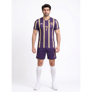 Maillot de football rayé vintage personnalisé, kit complet pour homme, taille XL, 160 GSM, maille, B2B, OEM, uniforme de match professionnel - Product Image 1