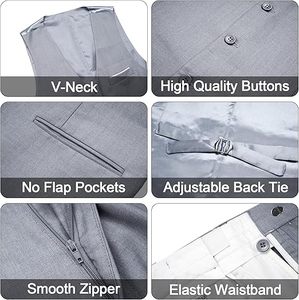 Traje Formal para Hombre, Conjunto de 3 Piezas para Oficina y Reuniones, Pantalón, Chaqueta y Chaleco, Blazer, Traje de Esmoquin Transpirable, Servicio OEM - Product Image 6