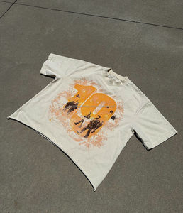 เสื้อยืดผ้าฝ้าย230Gsm ของผู้ชายแบบกำหนดเองระบายอากาศได้ดีน้ำหนักมากโอเวอร์ไซส์พอดีกับชายเสื้อครอปสกรีนพิมพ์ลายทรงถุง - Product Image 1
